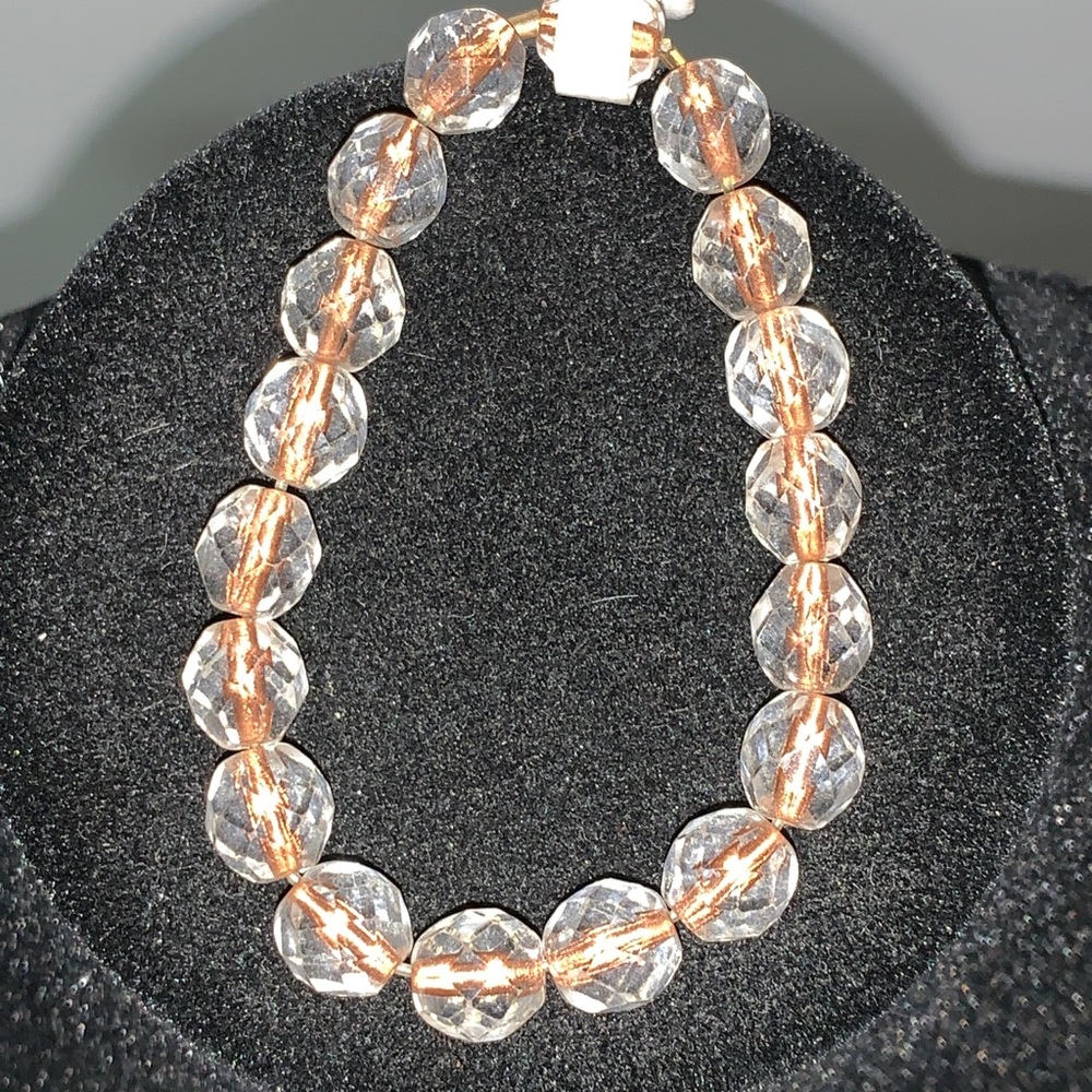 Clear Antique Bead Bracelet with gold chain inside